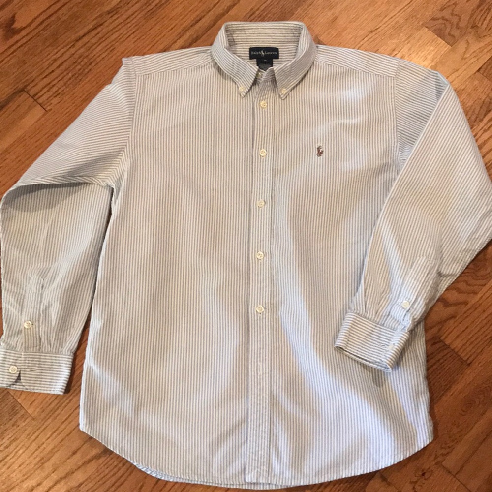 classic blue/white pinstriped button down